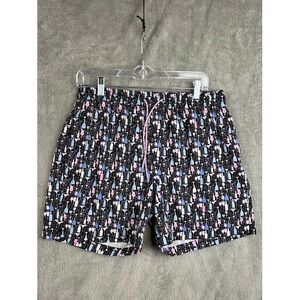Buoy &‎ Boat Men's Large Swim Trunks Party Print Black Cocktail Beverage